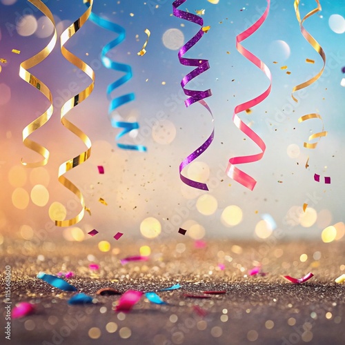 Colorful glitter and confetti sparkling on a background. Great for posters for parties, invitations, and anything with a fun, playful style.