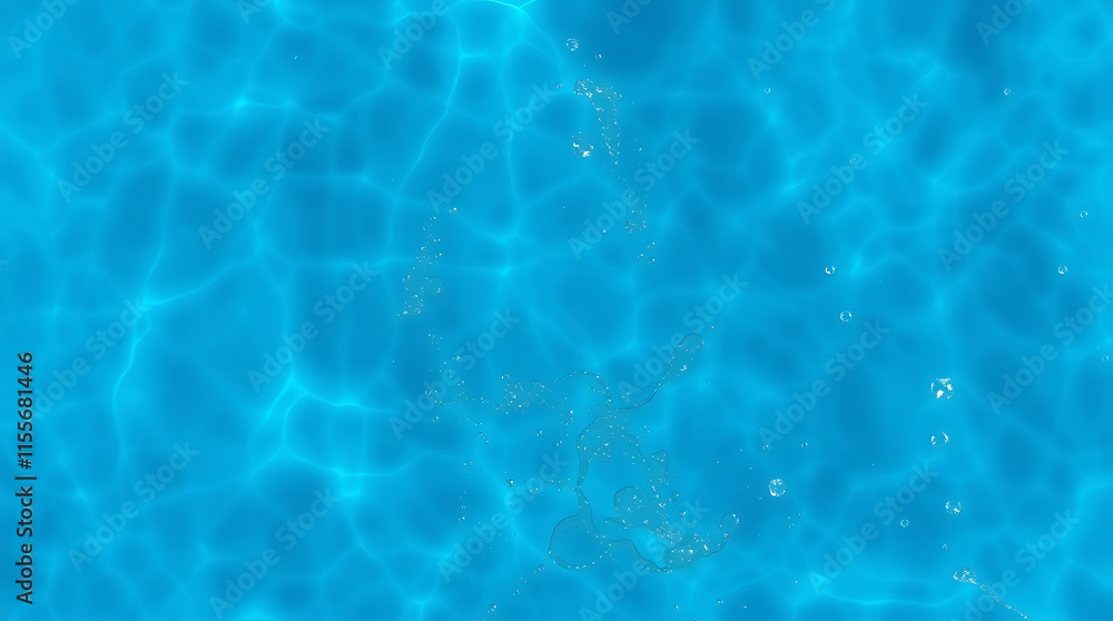 Obraz premium transparent Blue Water with Ripples, Splashes, Bubbles, and Sunlit Waves – Abstract Summer Banner Background, water texture, abstract background, copy space