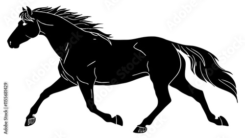 horse silhouette isolated on white