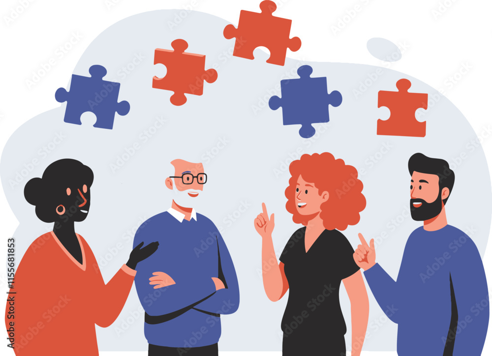 Business team discussion concept in a contemporary flat style vector Business team discussion concept in a contemporary flat style vector