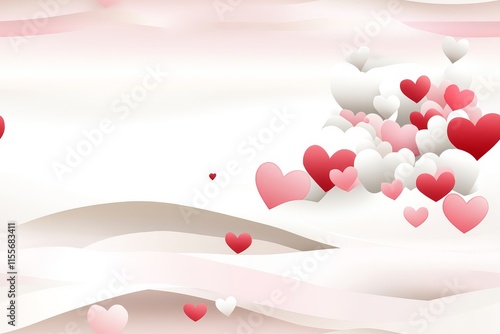 Tema de San Valentín con corazones en tonos suaves sobre un fondo claro