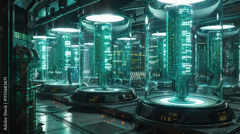 Fototapeta premium Futuristic Data Center: A Glimpse into Tomorrow's Technology