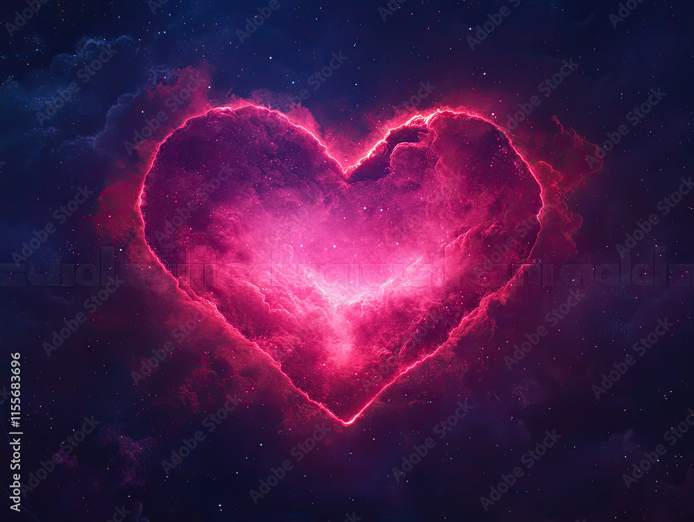 A vibrant heart-shaped nebula shines in a cosmic space, blending hues of pink and purple against a starry backdrop, symbolizing love and the universe. A vibrant heart-shaped nebula shines in a cosmic space, blending hues of pink and purple against a starry backdrop, symbolizing love and the universe.