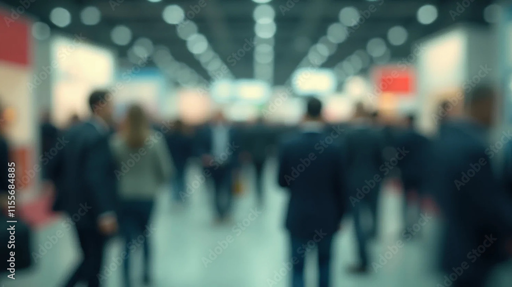 Blurred abstract people in expo event trade show exhibition hall. Business convention or job fair. Business concept background, 16:9 widescreen, 300 dpi, with free space for text Blurred abstract people in expo event trade show exhibition hall. Business convention or job fair. Business concept background, 16:9 widescreen, 300 dpi, with free space for text