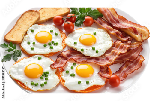 Fried eggs and bacon Png