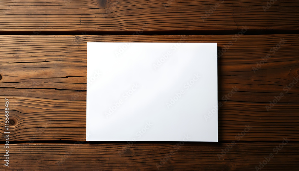 Fototapeta premium A2 Greeting Card Mockup on Rustic Wood with Clipping Path, dramatic atmosphere. isolated with white shades