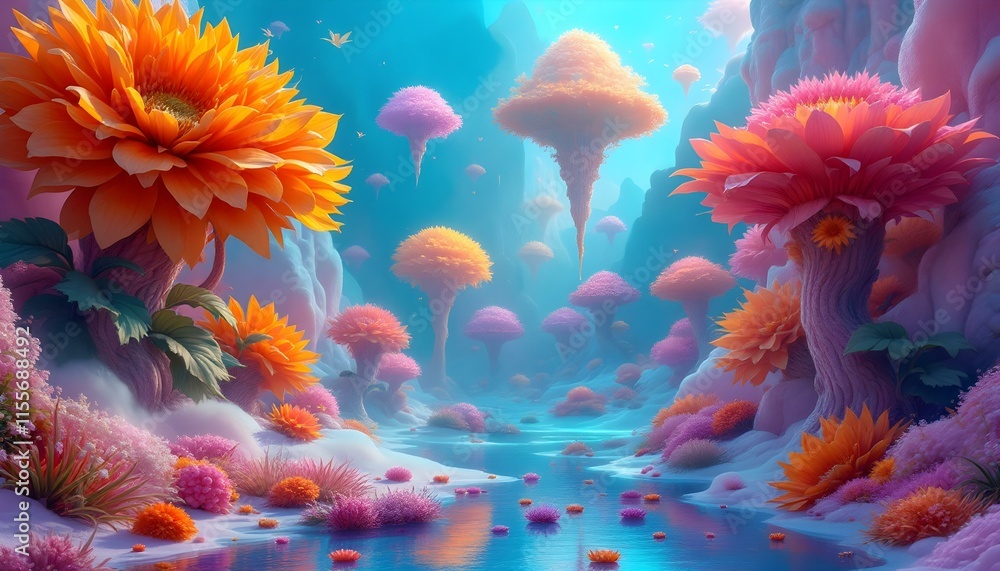 Surreal Fantastic Landscape with Dreamlike Elements