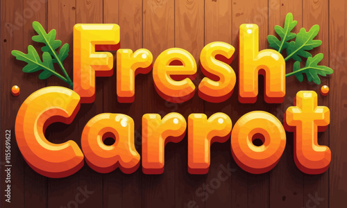 Colorful 3D Text Logo of Fresh Carrot