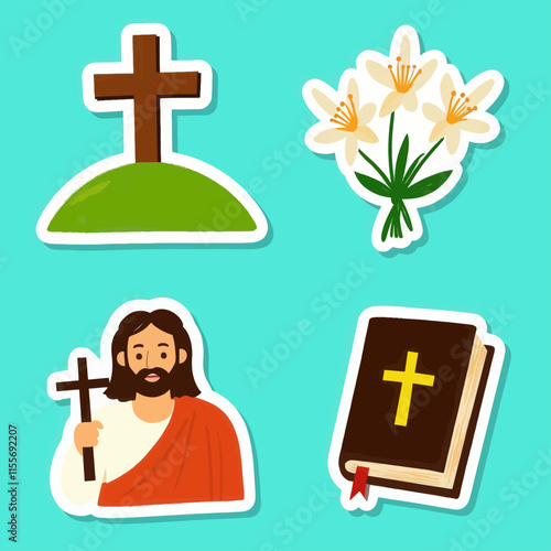 Christian Symbols Collection: Cross, Lily, Jesus, Bible