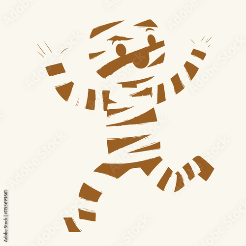 Cartoon Mummy Running Joyfully