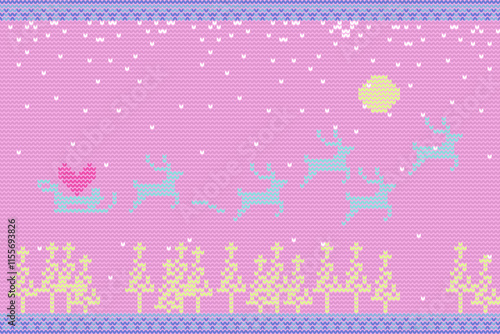 Schilderij op canvas Christmas Knitted craft seamless pattern fabric textile