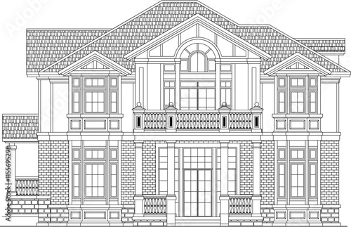 vector sketch illustration of the silhouette of a classic vintage ethnic house building design with a sloping roof.eps
