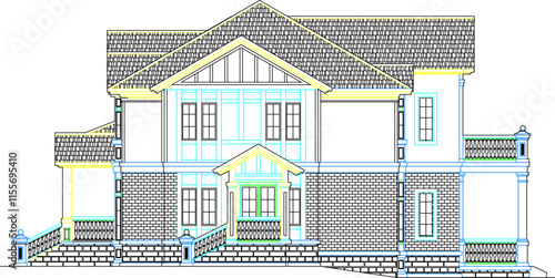 vector sketch illustration of the silhouette of a classic vintage ethnic house building design with a sloping roof.eps