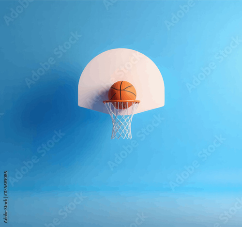 Basketball in Midair Over Blue Sky