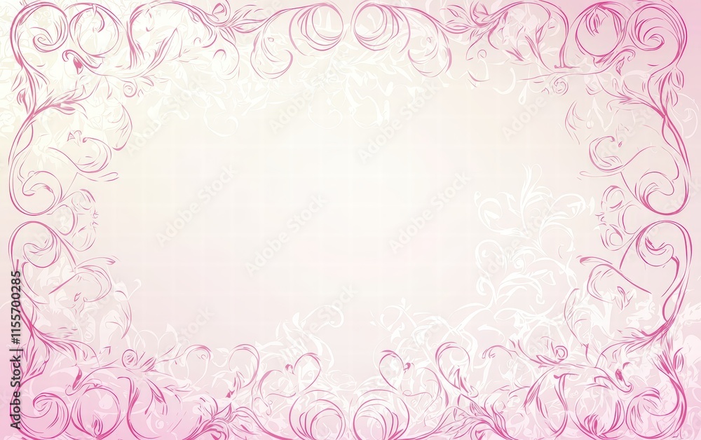 A white and pink gradient background with delicate heart borders and a blank area for text, for Saint Valentines Day A white and pink gradient background with delicate heart borders and a blank area for text, for Saint Valentines Day