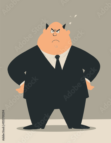 Angry Businessman in Black Suit