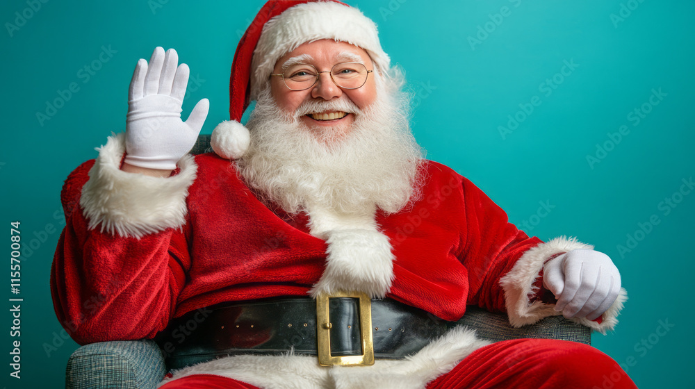 Naklejka premium Santa Claus Waving in Festive Cheer