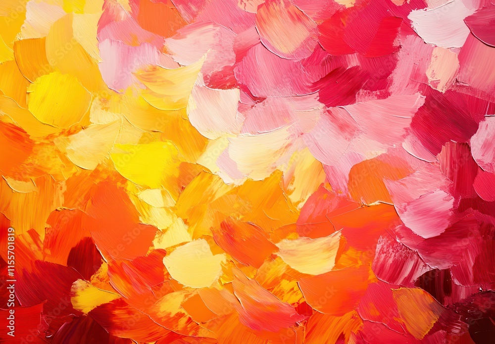 Vibrant Abstract Painting Featuring Warm Tones of Red, Orange, Yellow, and Pink Blending Together in a Dynamic Artistic Expression of Color and Emotion Vibrant Abstract Painting Featuring Warm Tones of Red, Orange, Yellow, and Pink Blending Together in a Dynamic Artistic Expression of Color and Emotion