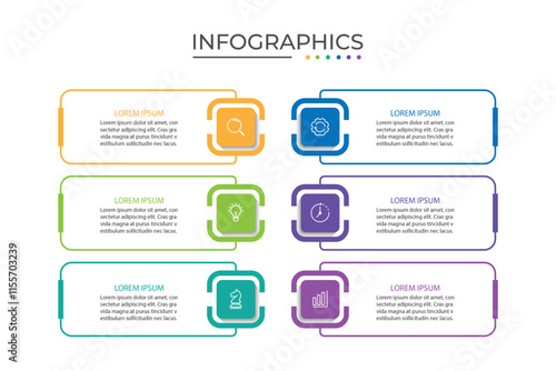 Timeline infographic design element and number options. Business concept with 6 steps.