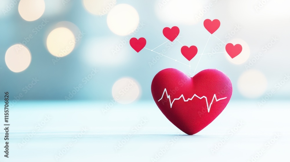 A vibrant red heart with a heartbeat line sits at the center, surrounded by smaller hearts, conveying love and emotion against a soft, blurred background. A vibrant red heart with a heartbeat line sits at the center, surrounded by smaller hearts, conveying love and emotion against a soft, blurred background.