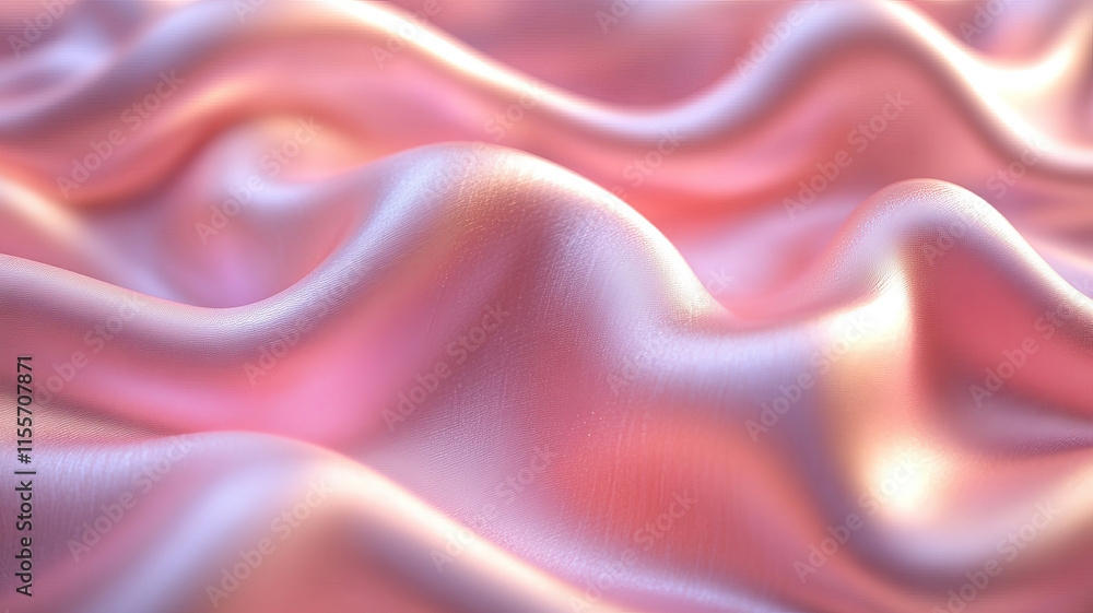 Obraz premium Abstract flat background with wavy folds of soft pink silk texture.