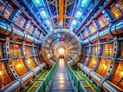 The Large Hadron Collider's interior reveals the heart of particle physics research, a testament to scientific and engineering prowess. photo