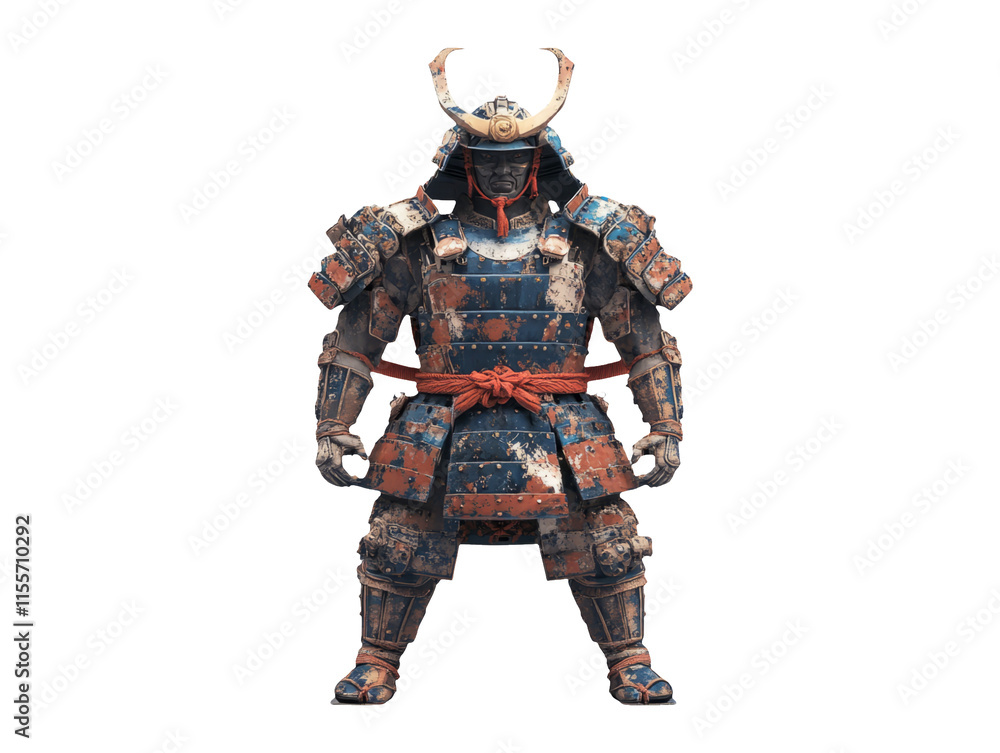 Detailed Samurai Armor and Helmet Front View with Transparent Background Detailed Samurai Armor and Helmet Front View with Transparent Background