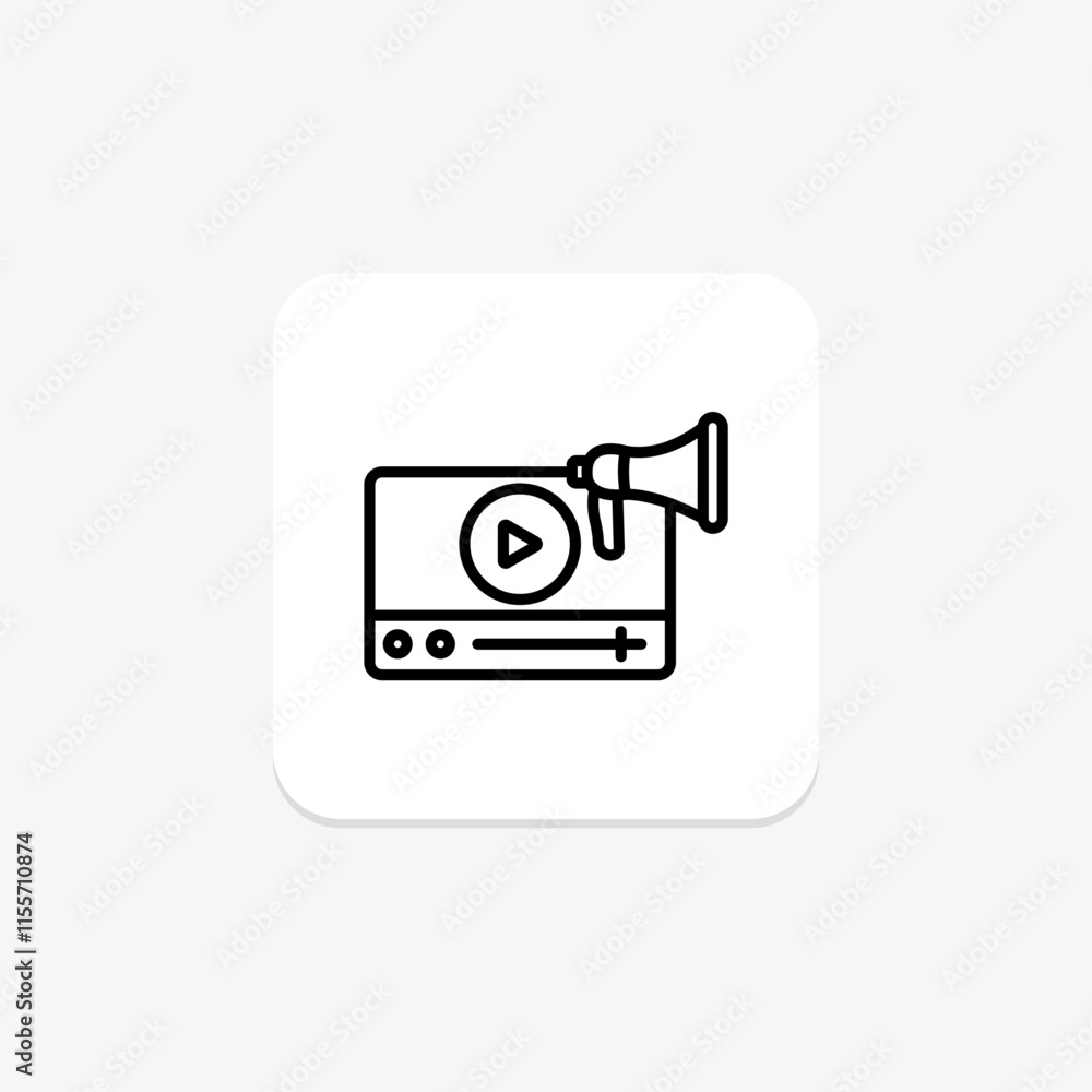 Video Marketing line icon , vector, pixel perfect, illustrator file Video Marketing line icon , vector, pixel perfect, illustrator file
