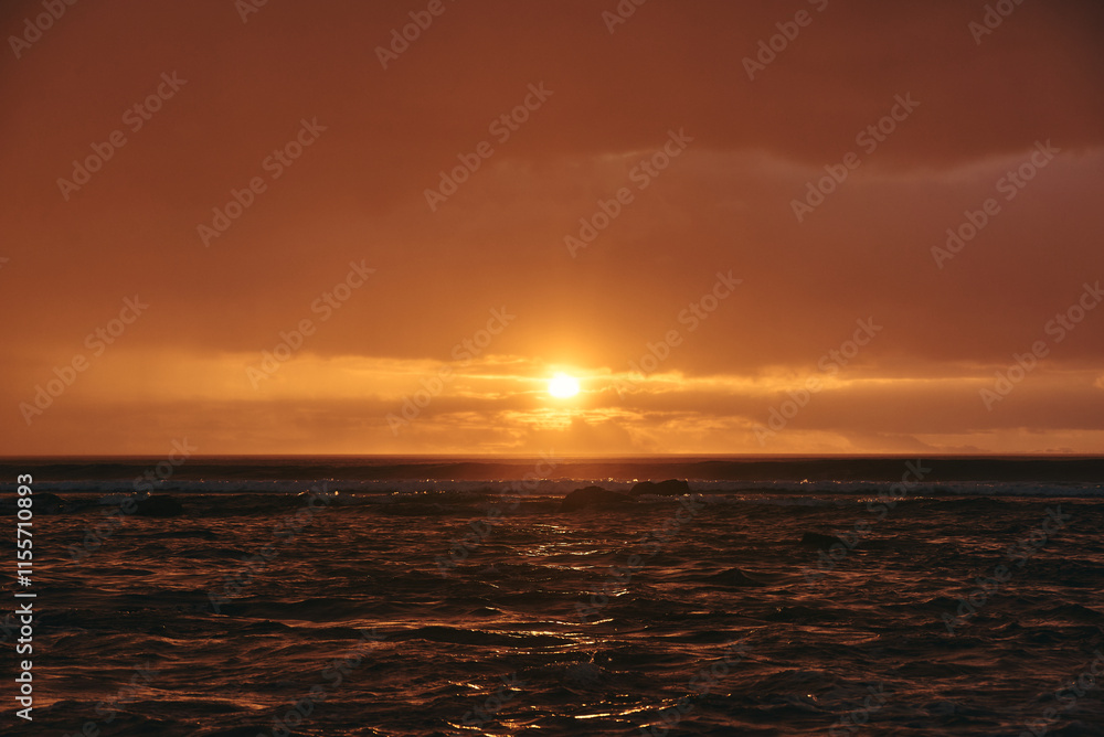 Gorgeous sunset with rain and clouds as a cyclone passes through Mauritius Island Gorgeous sunset with rain and clouds as a cyclone passes through Mauritius Island