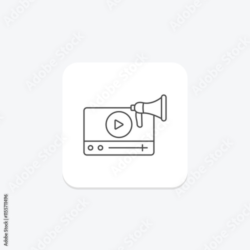 Video Marketing thinline icon , vector, pixel perfect, illustrator file