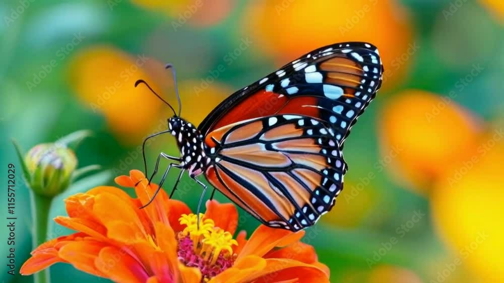 Close-Up of a Colorful Butterfly on a Flower Close-Up of a Colorful Butterfly on a Flower