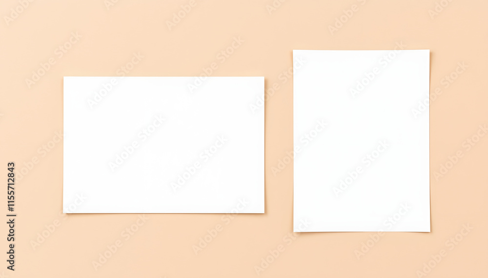Neutral 5x7 card mockup on the beige background. isolated with white shades Neutral 5x7 card mockup on the beige background. isolated with white shades