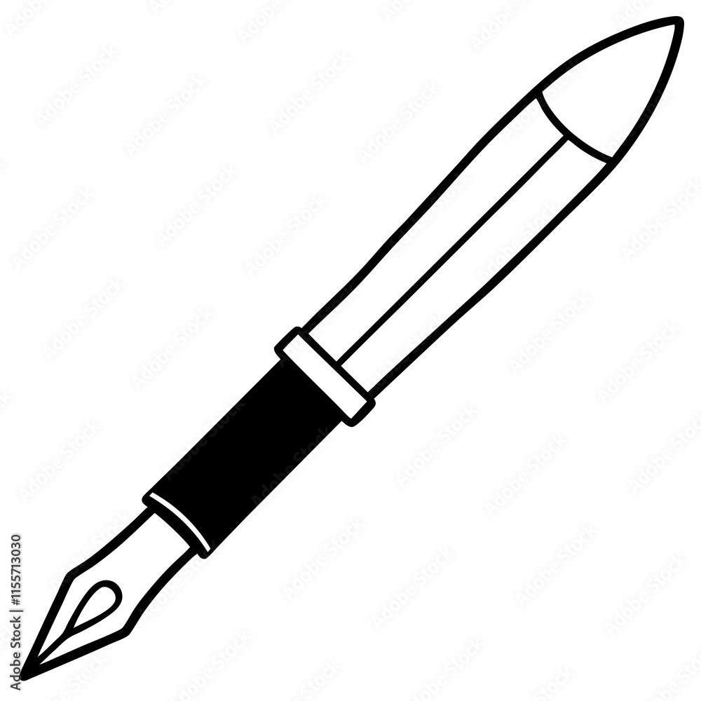Fountain Pen Line Art Vector Design Fountain Pen Line Art Vector Design
