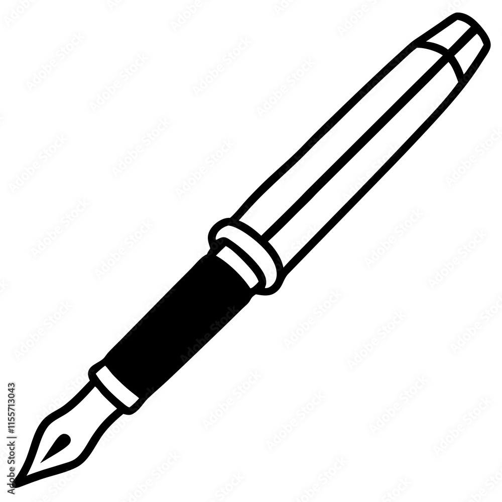 Fountain Pen Line Art Vector Design Fountain Pen Line Art Vector Design