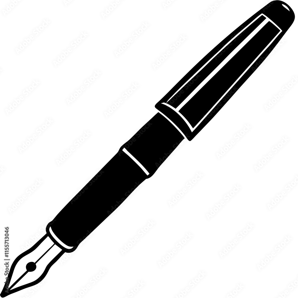 Fountain Pen Line Art Vector Design Fountain Pen Line Art Vector Design