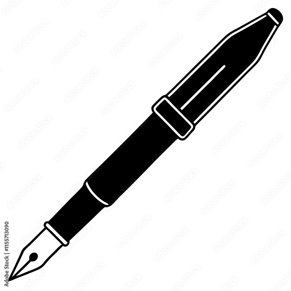 Fountain Pen Line Art Vector Design Fountain Pen Line Art Vector Design