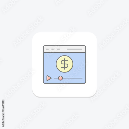 Video Monetizatio lineal color icon , vector, pixel perfect, illustrator file