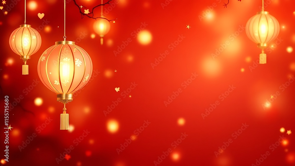 Happy Chinese New Year Lantern and Red Background Design Happy Chinese New Year Lantern and Red Background Design