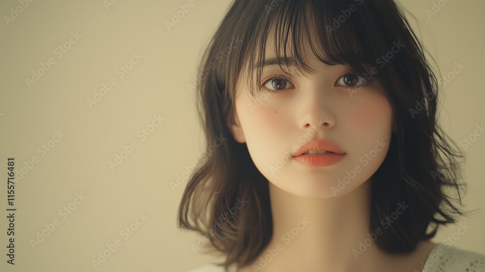 モノクロ背景で手を顎に添える日本人中年男性のハイキー肖像 モノクロ背景で手を顎に添える日本人中年男性のハイキー肖像