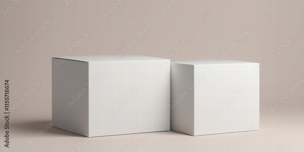 Two Plain Boxes on Neutral Background for Minimalistic Display Two Plain Boxes on Neutral Background for Minimalistic Display