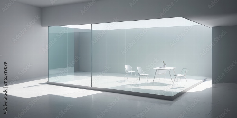 custom made wallpaper toronto digitalModern Minimalist Room with Clear Glass Walls and Reflective Surface