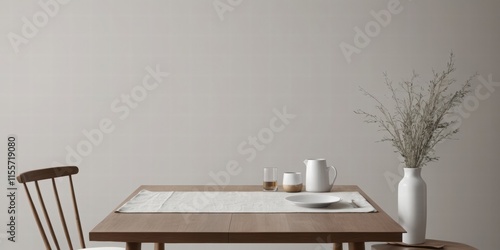 Wallpaper Mural Modern Deserted Table Setting with Empty Dishware and Minimal Decor Torontodigital.ca