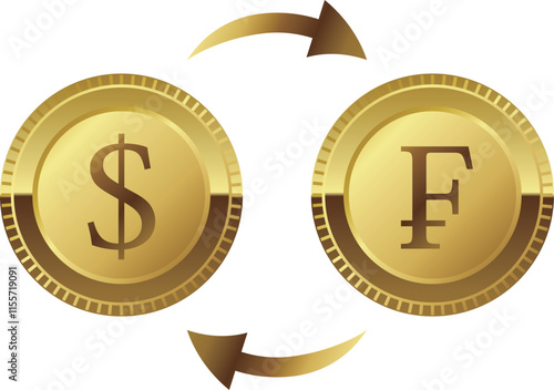高級感のあるドルとスイスフランの為替アイコン