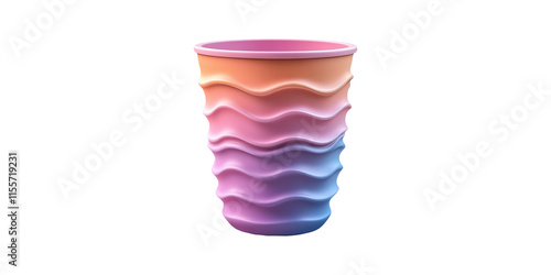 Pastel Colored Cup with Wavy Texture Isolated on Transparent Background photo