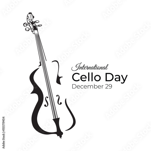 International Cello Day celebrated  on December 29 vector, illustration. Minimalist Cello design.