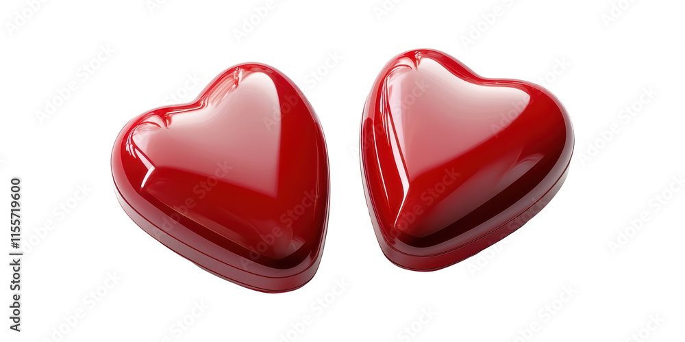 Pair of Red Heart Shaped Chocolates Isolated on Transparent Background Pair of Red Heart Shaped Chocolates Isolated on Transparent Background