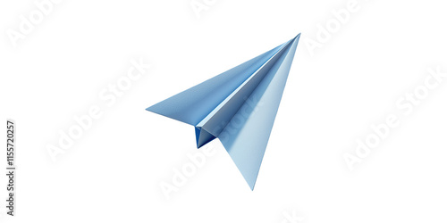 Blue paper airplane isolated on transparent background