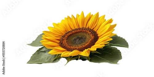 Wallpaper Mural Sunflower with green leaves isolated on transparent background Torontodigital.ca