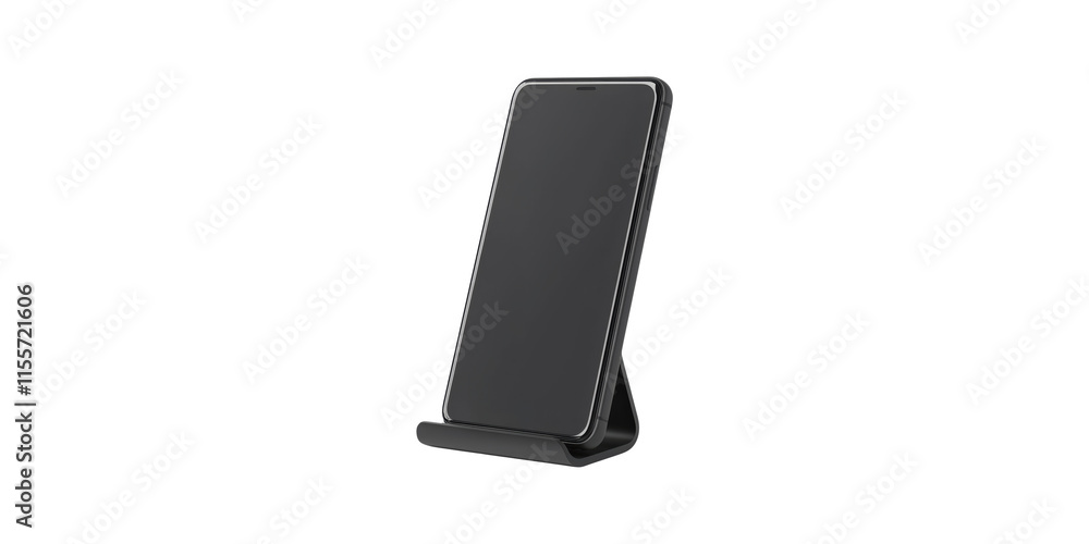 Black Phone Stand 3D Isolated on Transparent Background Black Phone Stand 3D Isolated on Transparent Background