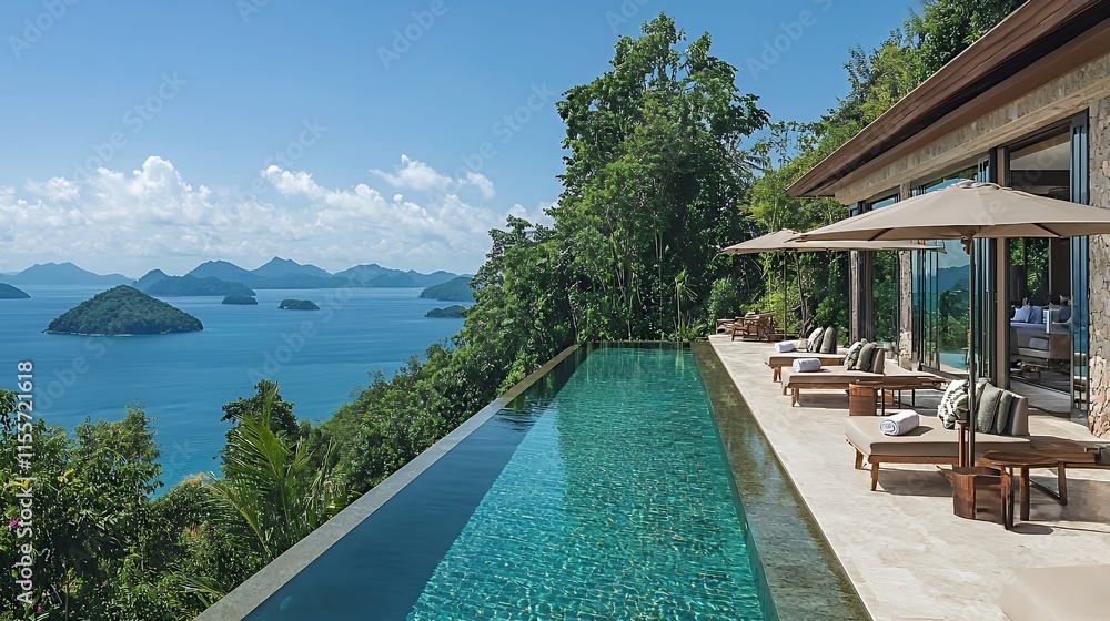 Obraz premium Luxury Villa with Infinity Pool and Stunning Ocean View